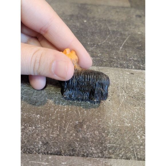 Mini Scottish Terrier brown dog toy figure doll accessory pink bow - Picture 4 of 5